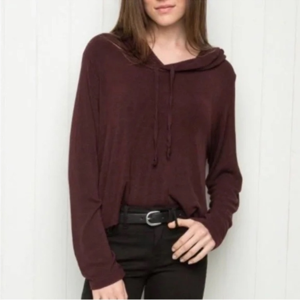 Brandy Melville John Galt Burgundy Hooded Pullover Sweater Women’s